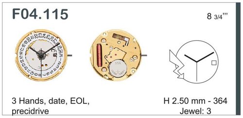 ETA F04.115 3 HAND 3 DATE