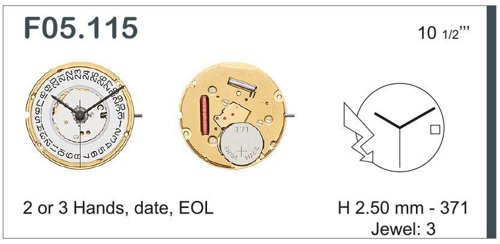 ETA F05.115 3 HAND 3 DATE